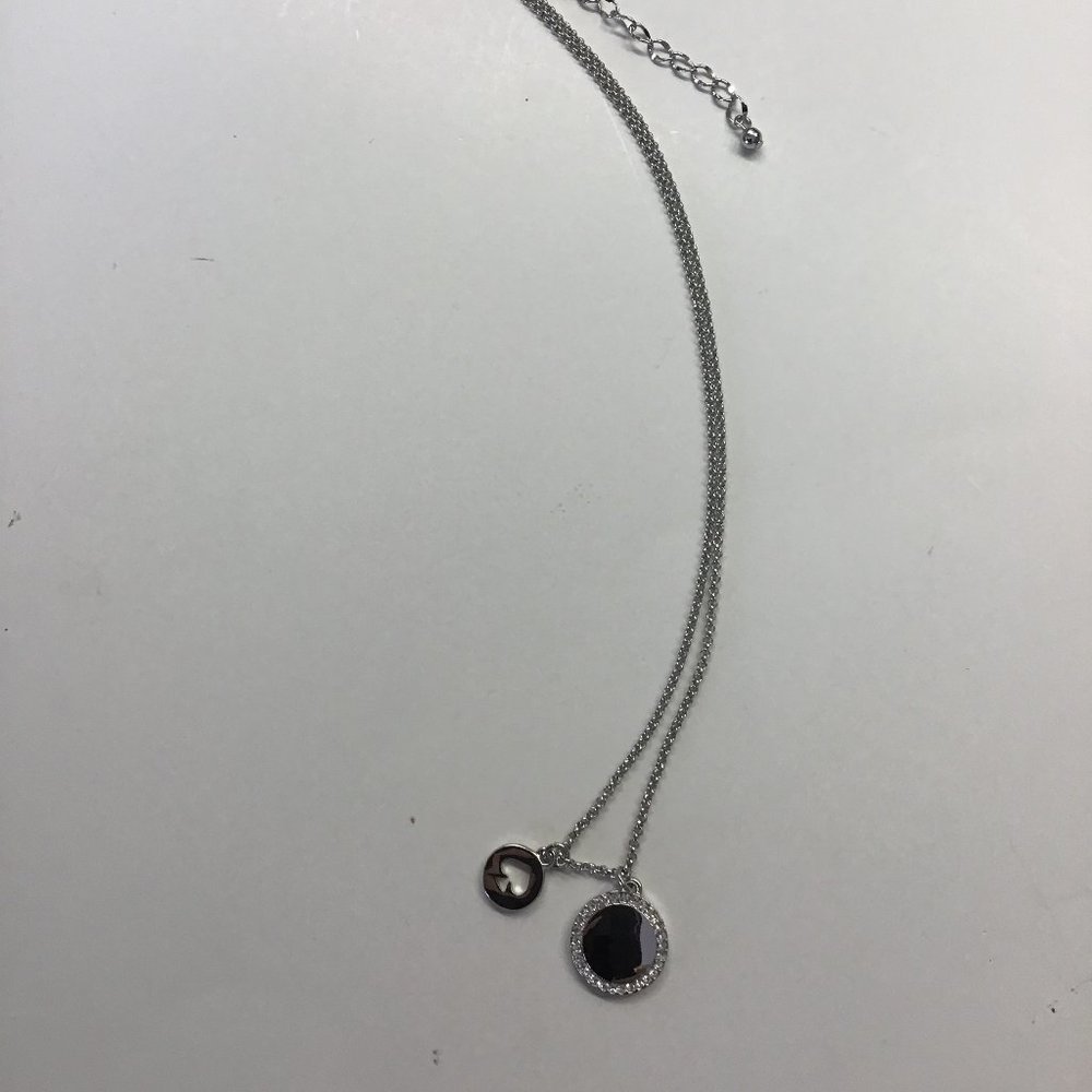 Kate Spade New Silver Pave Disc and Spade Necklace